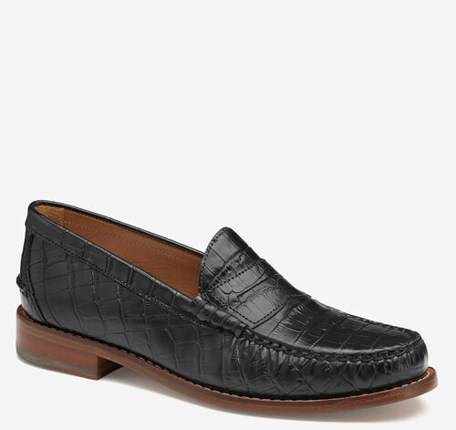 Halstead Penny - Black Croc-Embossed Full Grain