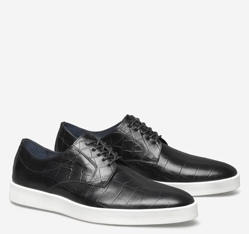 Bolivar Plain Toe - Black Croc Embossed Calfskin