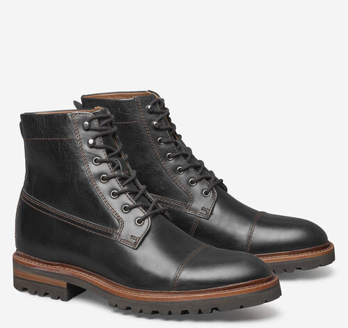 Dudley Lug Cap Toe Boot - Black Full Grain