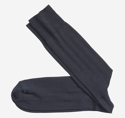 Pima Cotton Ribbed Socks - Navy