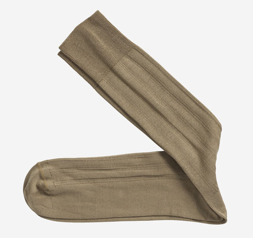 Pima Cotton Ribbed Socks - Tan