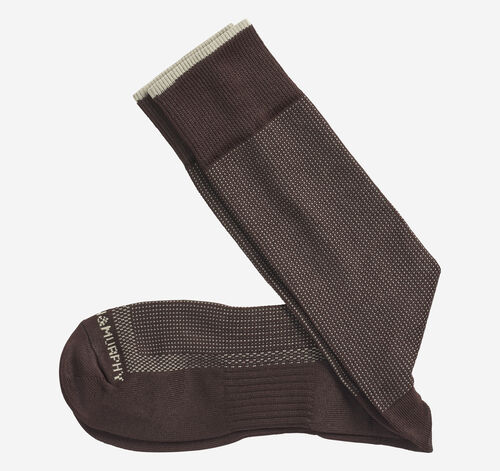 First In Comfort Classic Pin Dot Socks - Brown