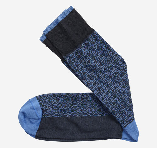 Circle Grid Socks - Navy