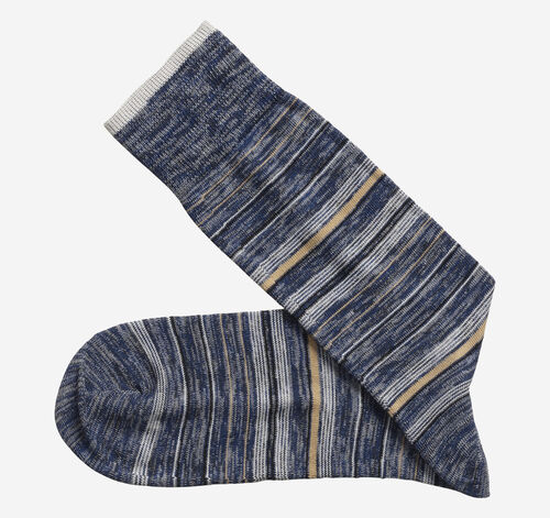 Heather Stripe Socks - Navy Variegated Stripe