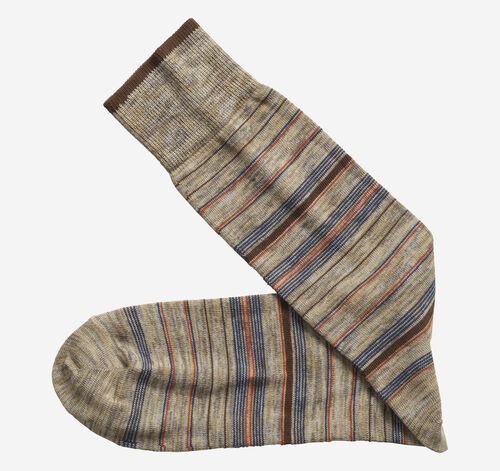 Heather Stripe Socks - Khaki Variegated Stripe