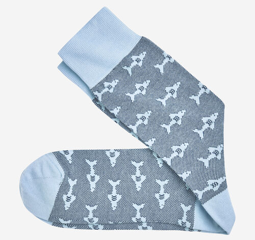 Shark Pindot Socks - Light Blue