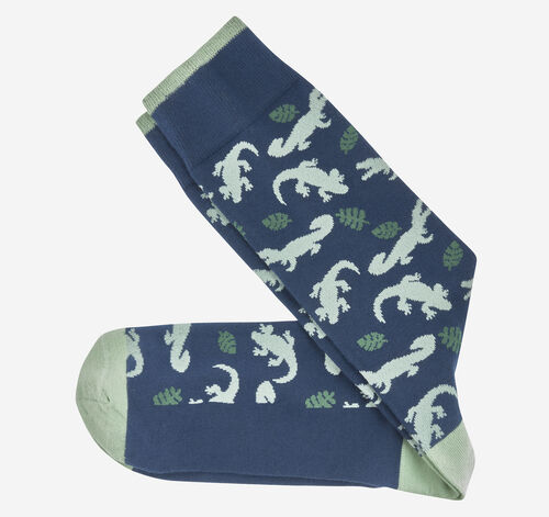 Novelty Socks - Navy Reptile and Leaves