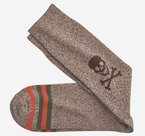 Heathered Boot Socks - Brown Skull