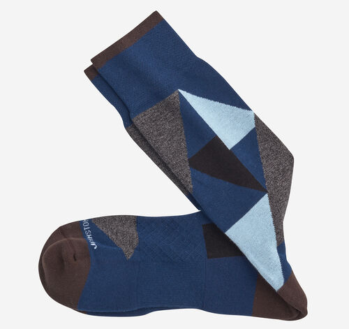 First in Comfort Geometric Colorblock Socks - Blue Multi