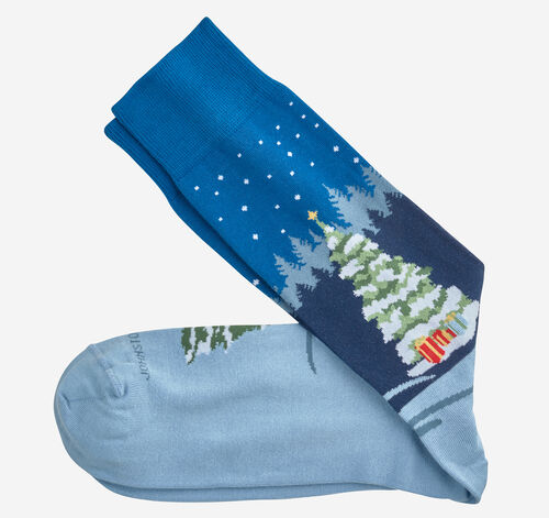 Pima Cotton Holiday-Themed Socks - Blue Holiday Theme