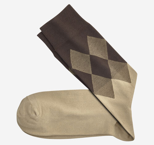 Argyle Colorblock Socks - Khaki