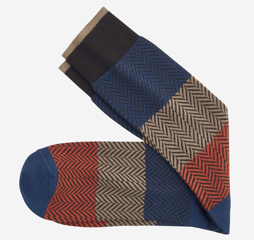 Chevron Colorblock Socks - Black Multi