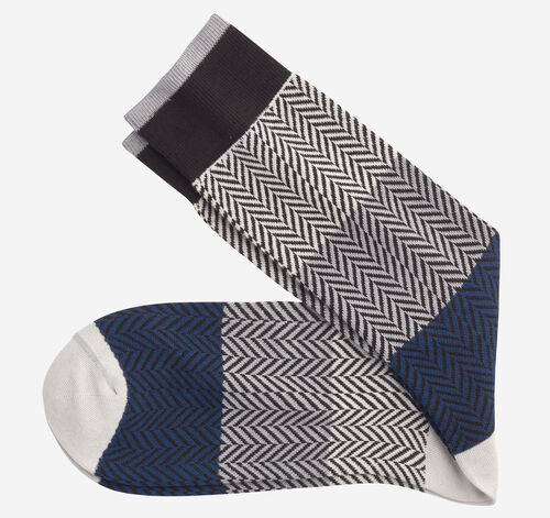 Chevron Colorblock Socks - Blue Multi