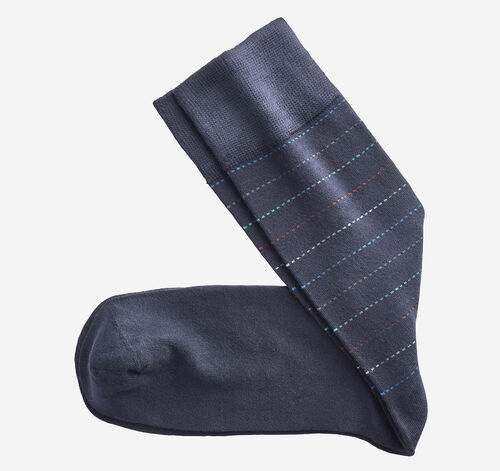 Striped Dress Socks - Navy Dotted Stripe