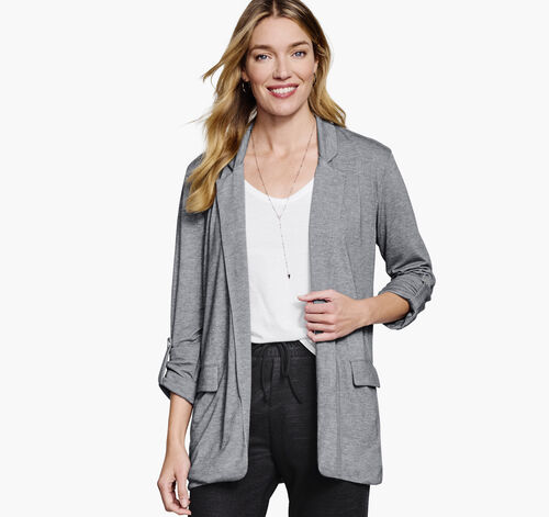 Mélange Knit Blazer - Charcoal