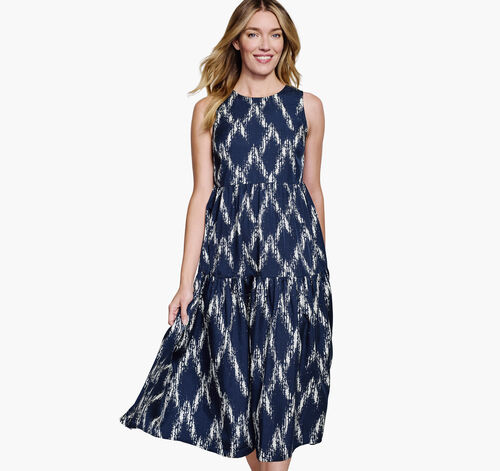 Ikat-Print Maxi Dress - Navy