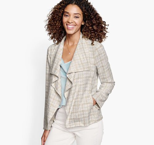 Boucle Shawl-Collar Jacket - Beige