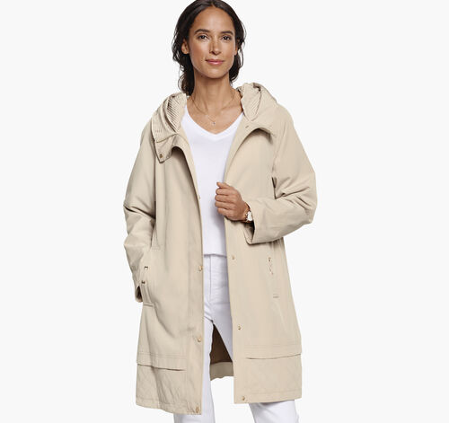 Trench with Pleated Hood - Sand