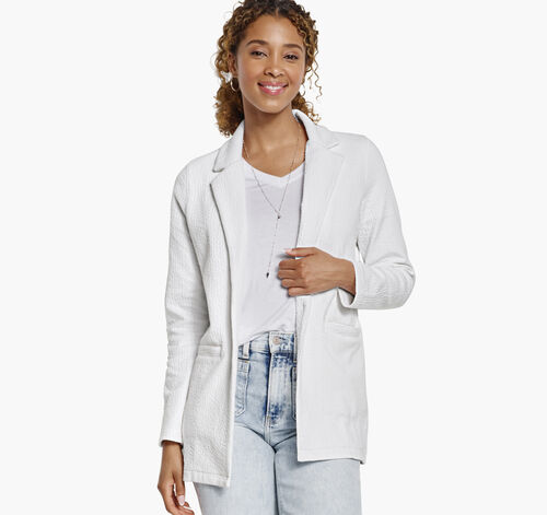 Crinkle Knit Jacquard Blazer - White