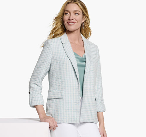 Tweed Blazer - Light Blue/White