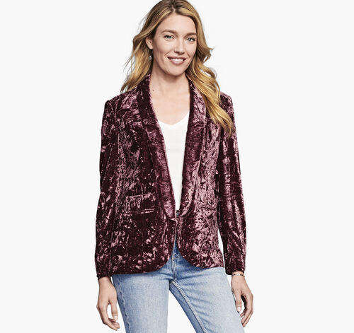 Crushed Velvet Blazer - Dark Rose