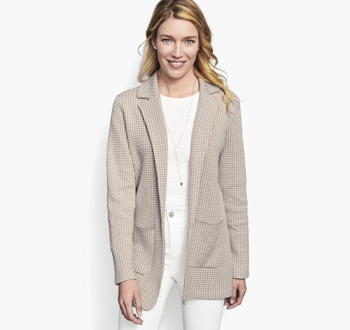 Jacquard Knit Blazer - Tan/Cream