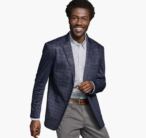 XC Flex® Knit Blazer - Navy Windowpane Plaid