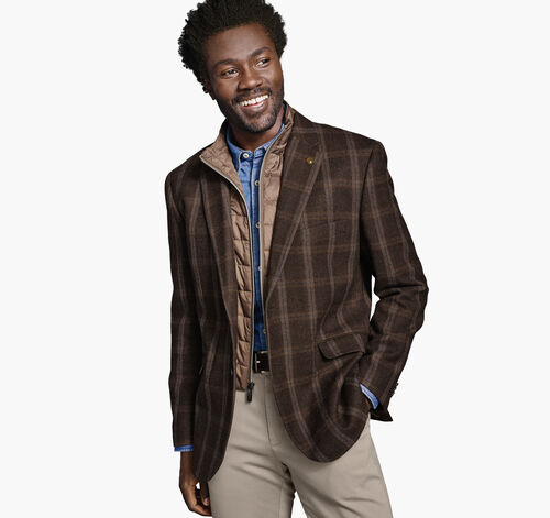 Wool Bib Blazer - Brown