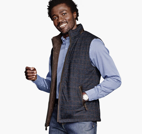 Reversible Vest - Navy Plaid/Brown