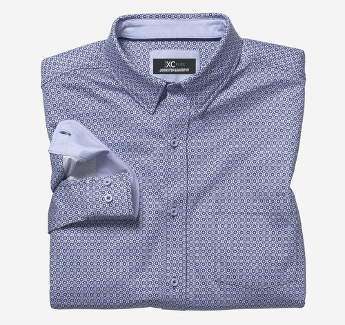 XC Flex® Stretch Long-Sleeve Shirt - Blue Diamond Grid Print