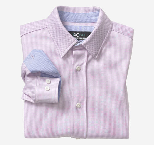 Boys XC Flex® Stretch Long-Sleeve Shirt - Pink Pin Check