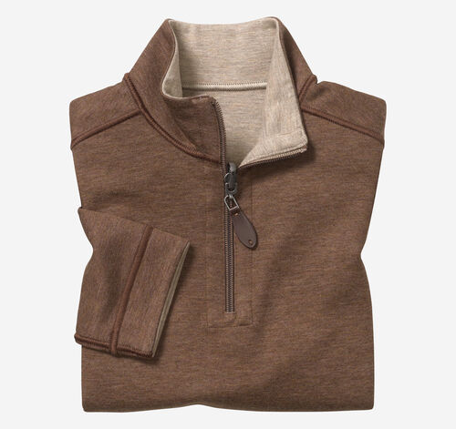 Boys Reversible Solid Quarter Zip - Rust/Oatmeal