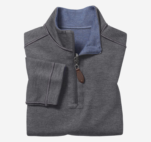 Boys Reversible Solid Quarter Zip - Charcoal/Blue