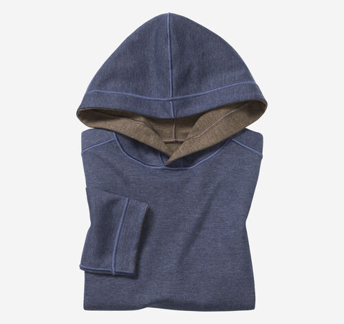 Boys Reversible Solid Hoodie - Navy/Brown