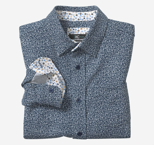 Boys XC Flex® Stretch Long-Sleeve Shirt - Navy Paisley