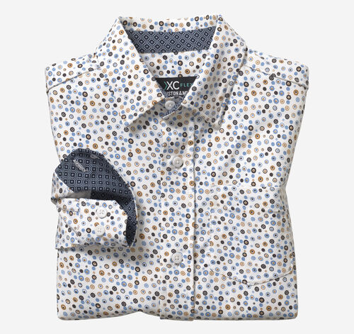 Boys XC Flex® Stretch Long-Sleeve Shirt - White Round Flower Print