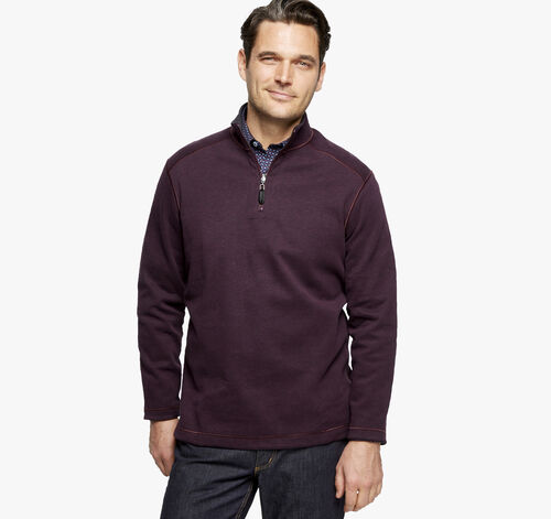 Reversible Solid Quarter-Zip - Burgundy/Charcoal