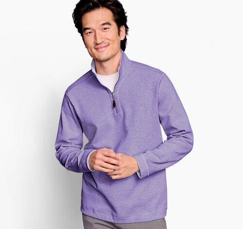 Reversible Solid Quarter-Zip - Purple/Light Blue