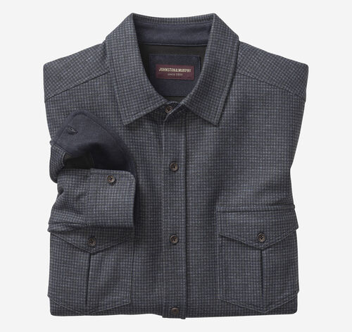 Button-Front Knits - Navy Houndstooth