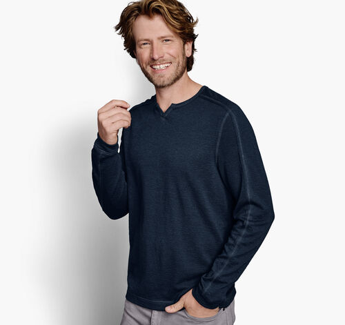 Split-Neck Pullover - Navy