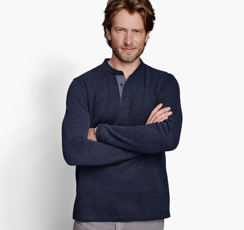 Textured Henley - Navy