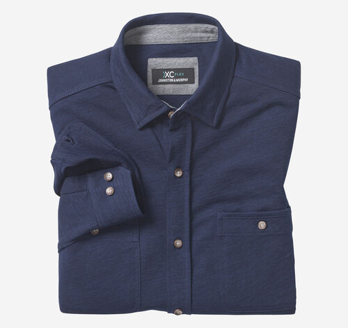 XC Flex® Stretch Indigo Long-Sleeve Shirt - Navy