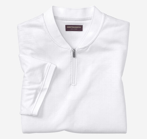 Jacquard Zip Polo - White