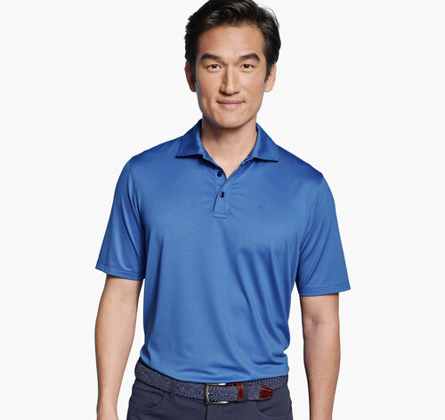 XC4® Performance Gingham Polo + Cool Degree - Blue/Navy Mini Gingham