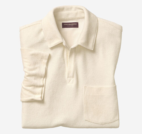 Terry Open Collar Polo - Cream