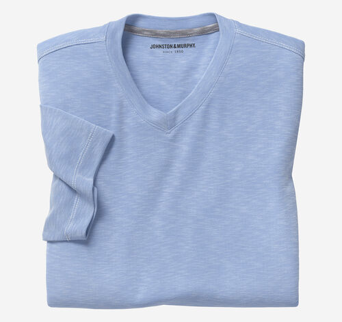 Vintage Slub V-Neck Tee - Light Blue