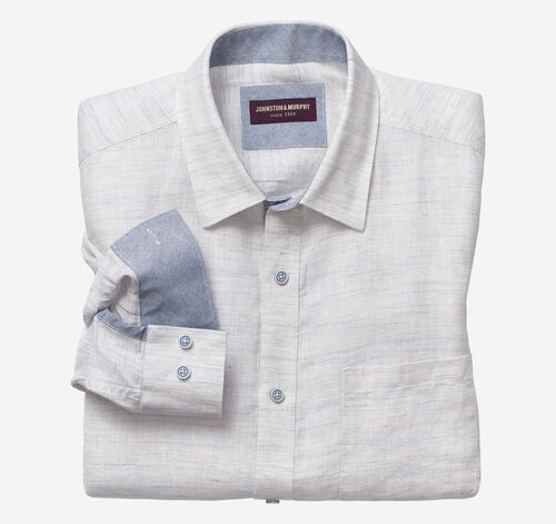 Washed Linen-Blend Shirt - White Slub