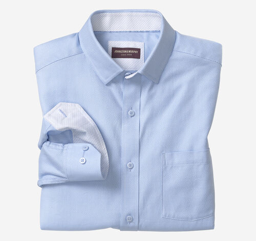 Long-Sleeve Dress Shirt - Blue Solid Birdseye