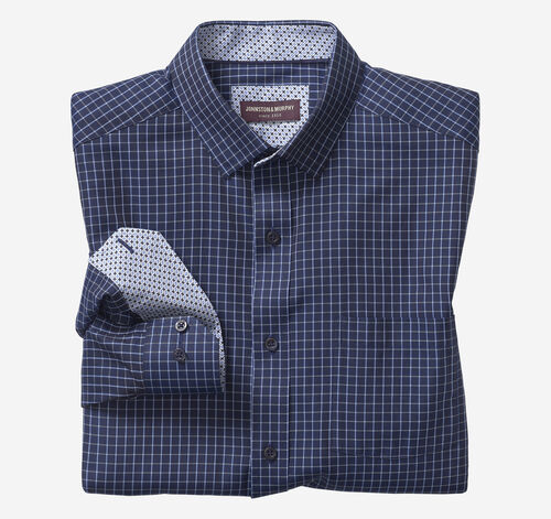 Long-Sleeve Dress Shirt - Navy Twill Windowpane