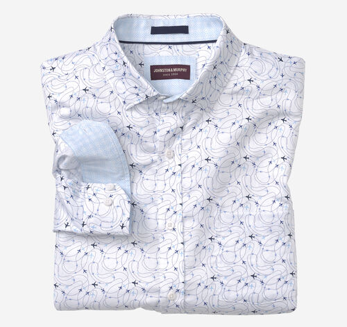 Printed Cotton Shirt - White Airplane